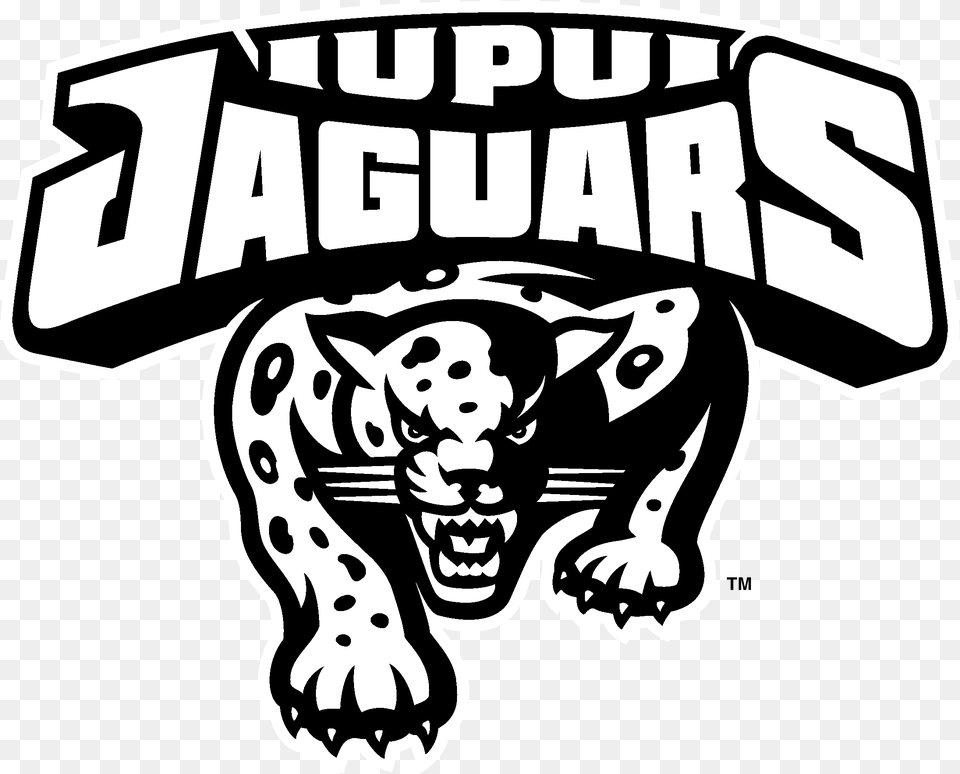 Iupui Jaguars Logo Black And White Iupui Jaguars Logo, Sticker, Face, Head, Person Free Transparent Png