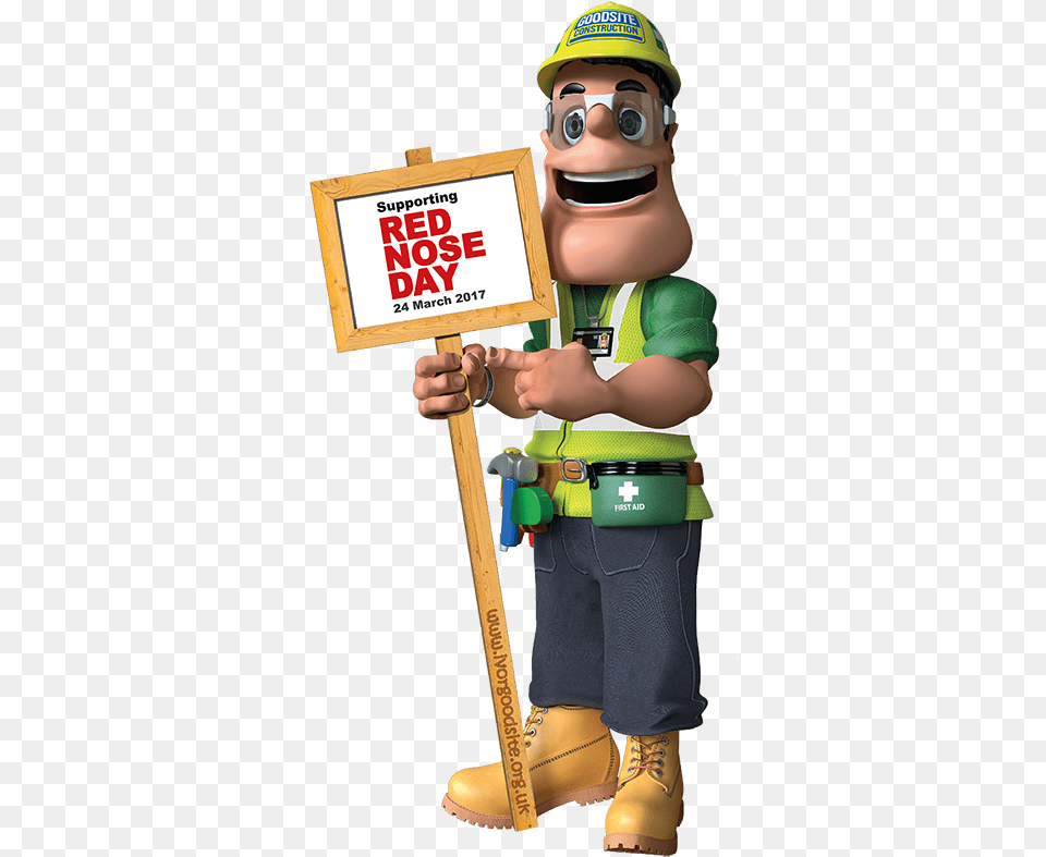 Ivor Goodsite39s Promotional Sign Cartoon, Clothing, Hardhat, Helmet, Boy Png Image