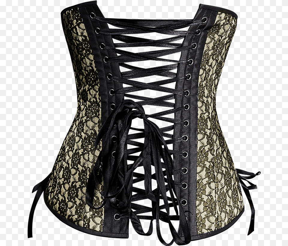 Ivory And Black Lace Underbust Corset Lingerie Top, Clothing, Footwear, Shoe Free Png