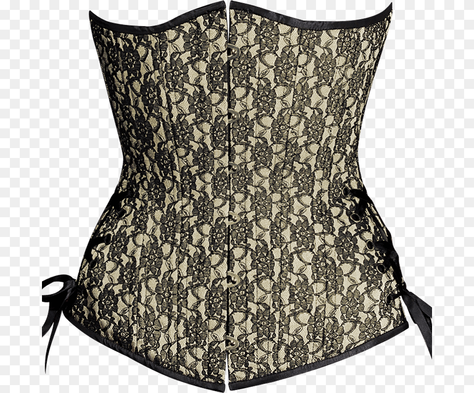 Ivory And Black Lace Underbust Corset Lingerie Top, Clothing, Skirt Free Png