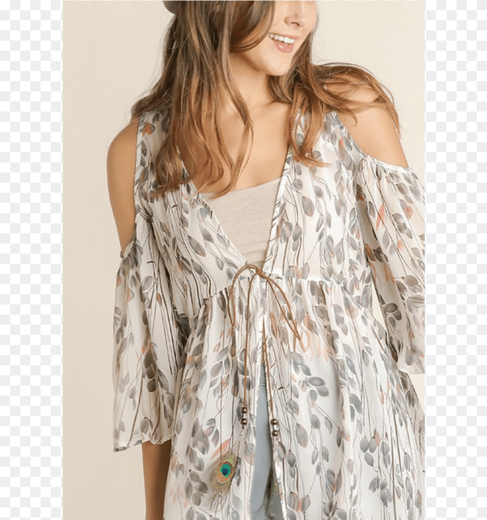 Ivory Feather Detailed Cold Shoulder Duster Photo Shoot, Beachwear, Blouse, Clothing, Dress Free Png Download