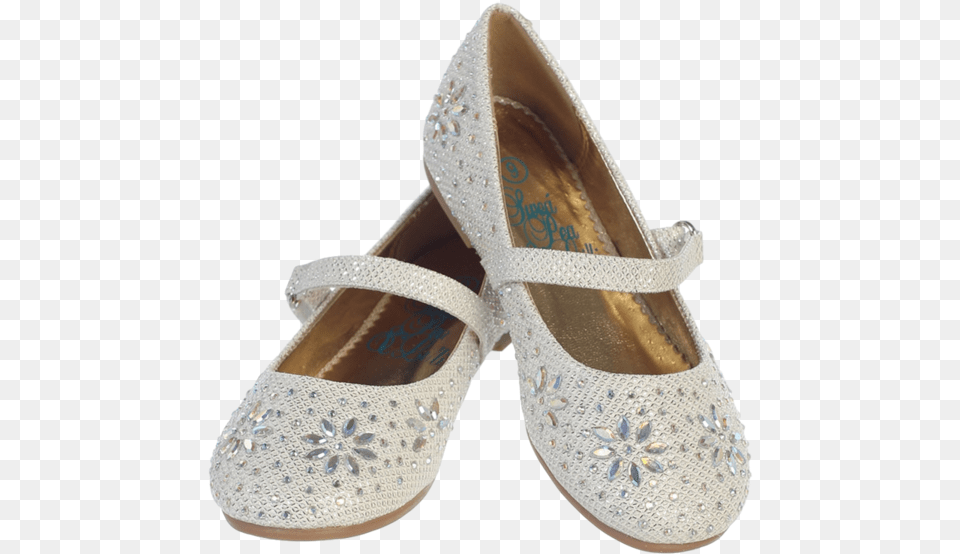 Ivory Glitter Flats Dress Shoes With Iridescent Stone Kids Youth Girls Dress Glitter Shoes Flats Rhinestones, Clothing, Footwear, Sandal, Shoe Png Image