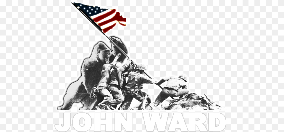 Iwo Jima Flag Raising, American Flag, Adult, Male, Man Png