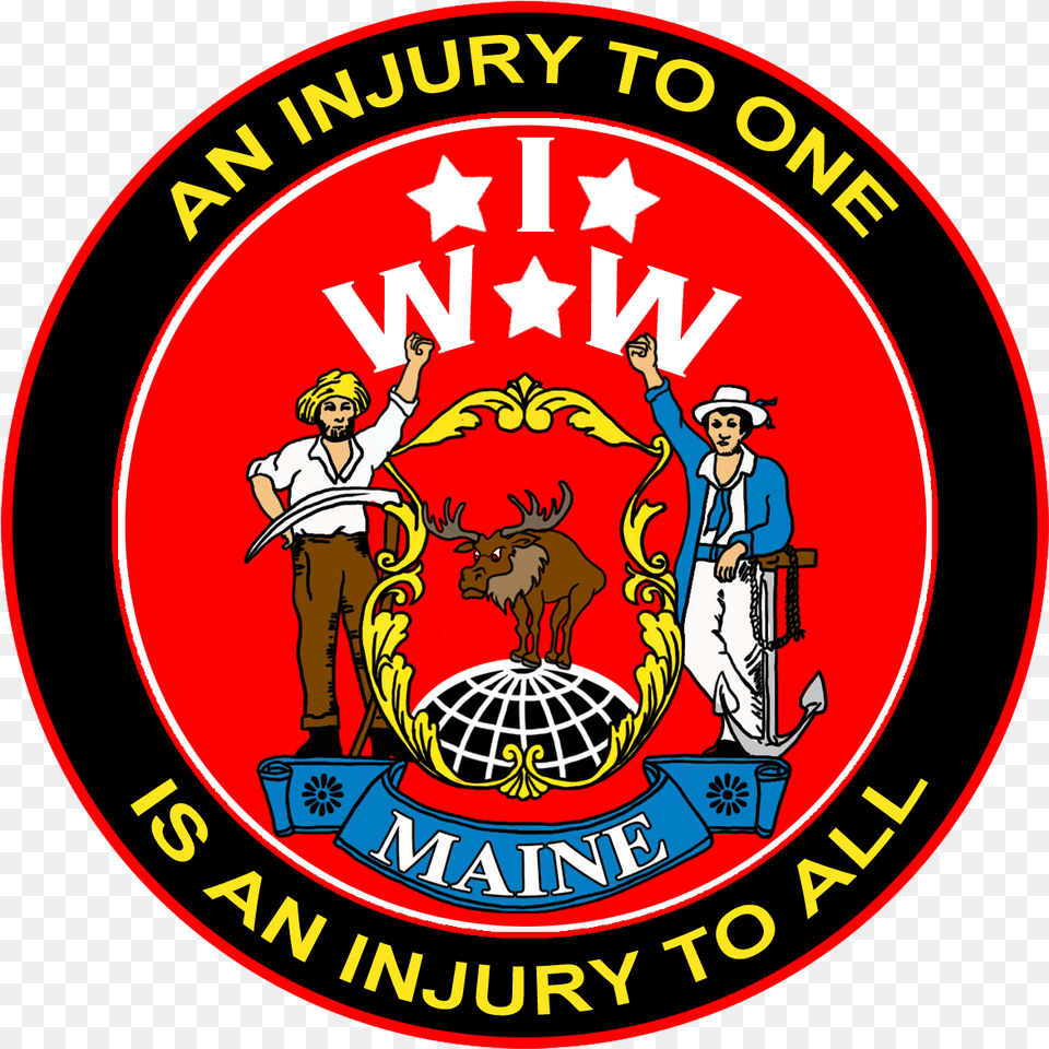 Iww Maine Union Logo Slogan Mottos Organizations Injury To One Is An Injury, Person, Emblem, Symbol, Architecture Free Png Download