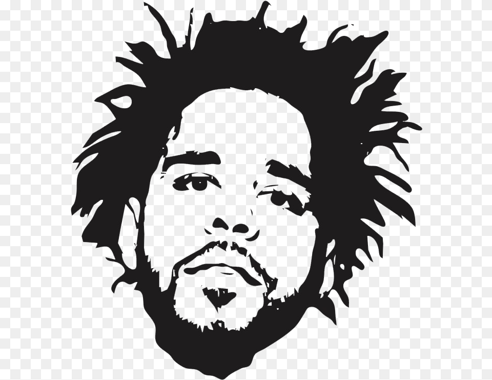 J Cole Black And White Stencil Download J Cole Art, Photography, Face, Head, Person Free Transparent Png