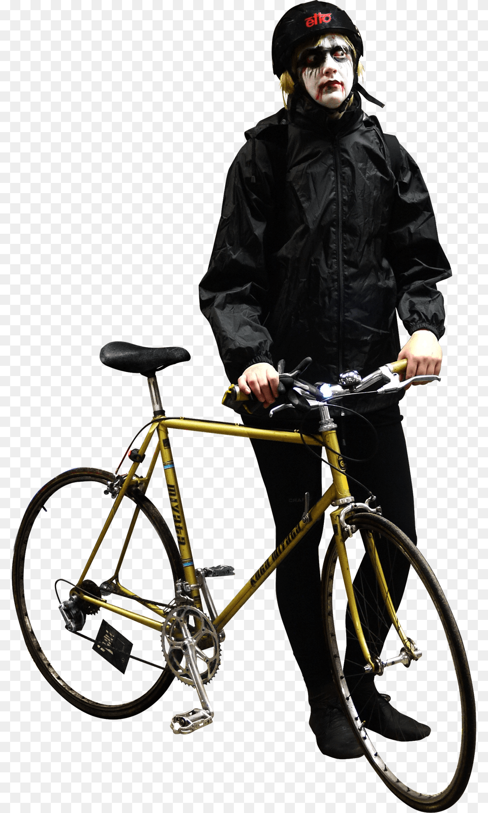 J With Her Nice Golden Miyata After Participating In Photoshop People Bike, Clothing, Coat, Adult, Person Free Png