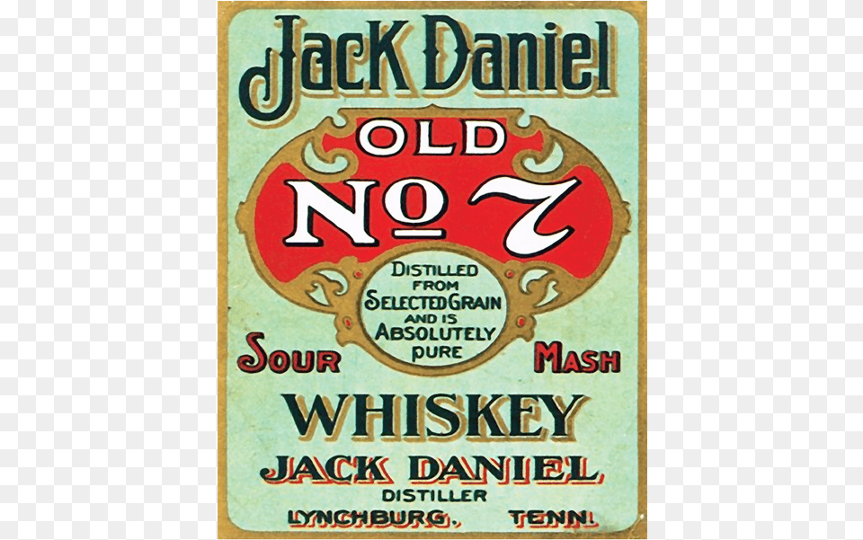 Jack Daniels Old Liquor Label Jack Daniel Distillery, Advertisement, Book, Poster, Publication Png Image