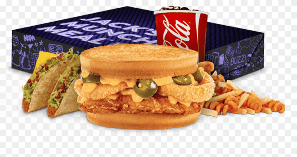 Jack In The Box Munchie Meal, Burger, Food, Lunch, Sandwich Png Image