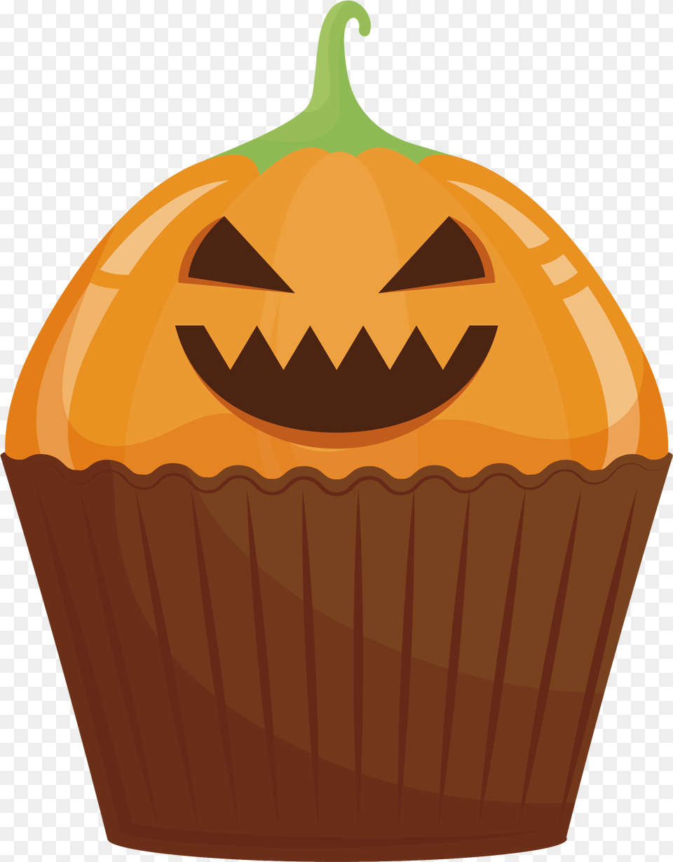 Jack O Lantern Cupcake Calabaza Halloween Cake Cucurbita Pumpkin, Cream, Dessert, Food, Produce Png