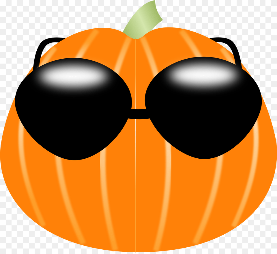 Jack O Lantern With Sunglasses, Food, Plant, Produce, Pumpkin Png Image