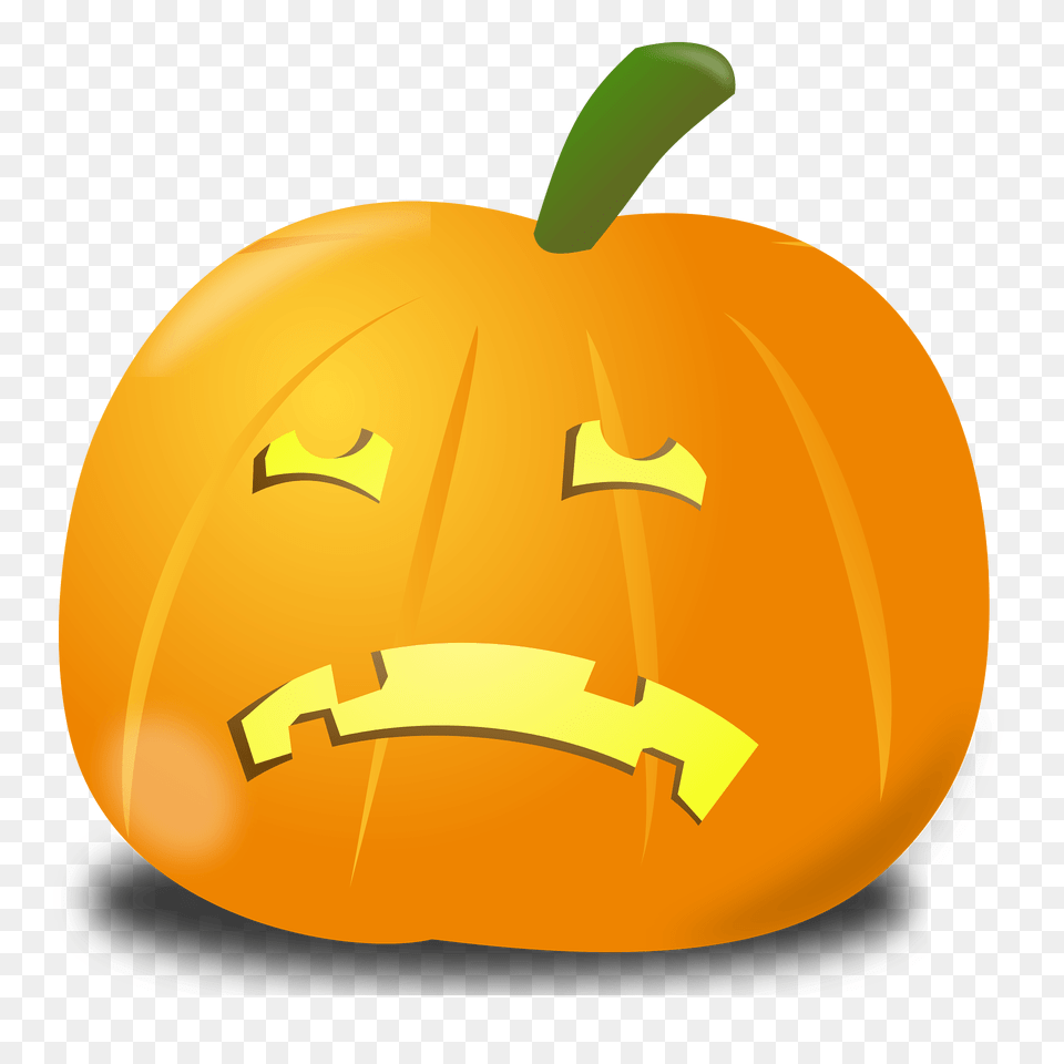 Jack O39 Lantern With A Sad Expression Clipart, Food, Plant, Produce, Pumpkin Png Image