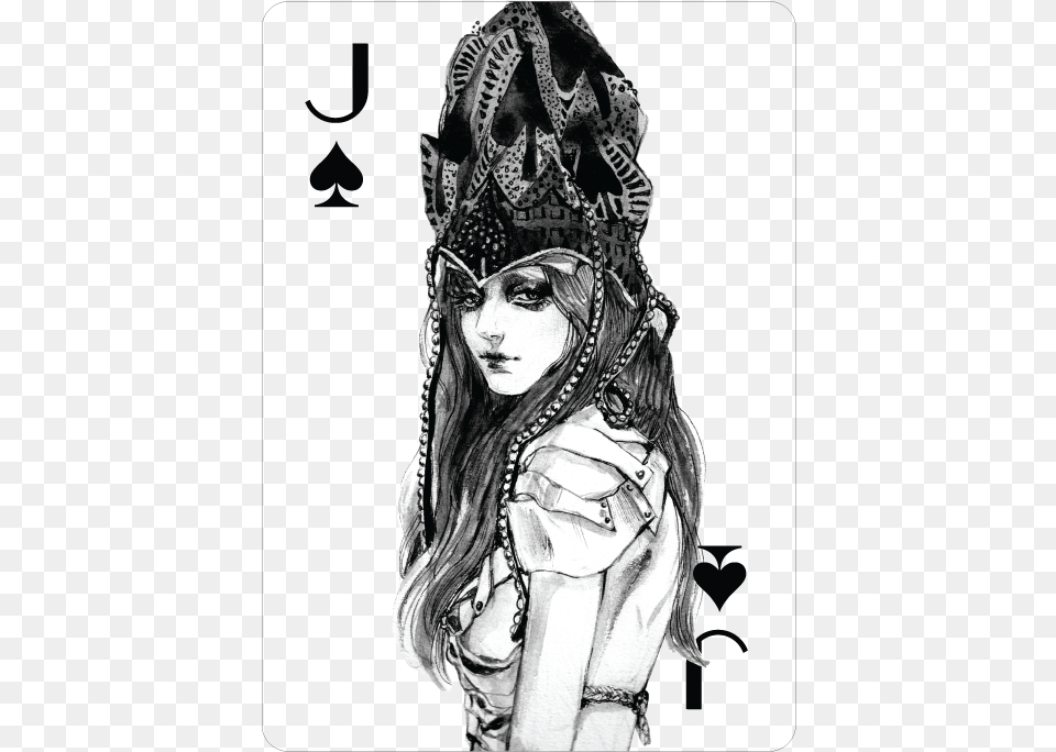 Jack Of Spades Fashion Playing Cards By Connie Lim Connie Lim Playing Cards, Art, Drawing, Woman, Wedding Free Png Download