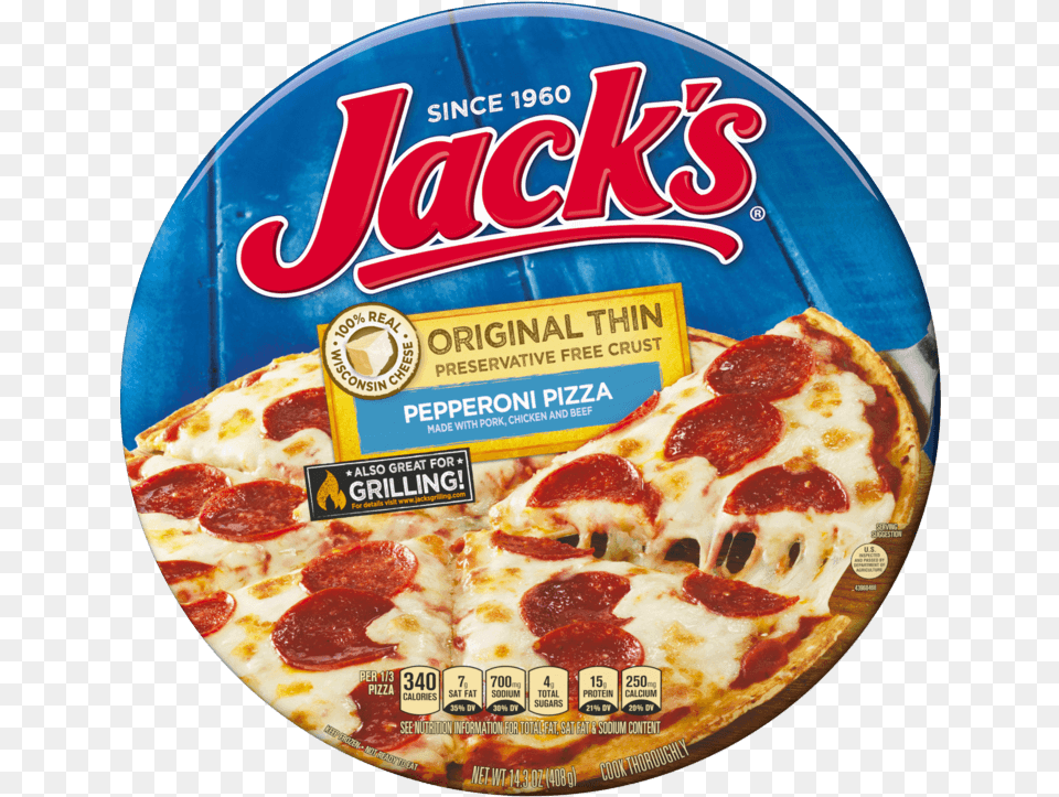 Jack S Original Thin Crust Pepperoni Frozen Pizza Jacks Original Thin Crust Pizza, Food, Advertisement, Disk Free Png Download
