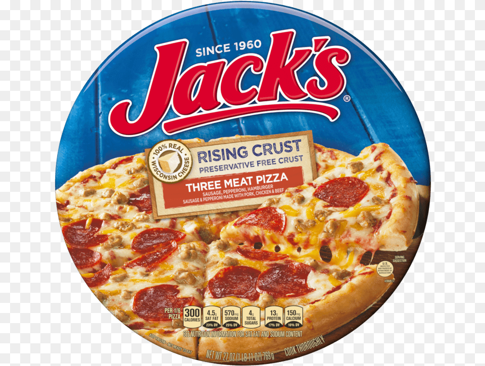 Jack S Rising Crust Three Meat Frozen Pizza 27 Oz Jack39s Frozen Pizza, Advertisement, Food Png Image