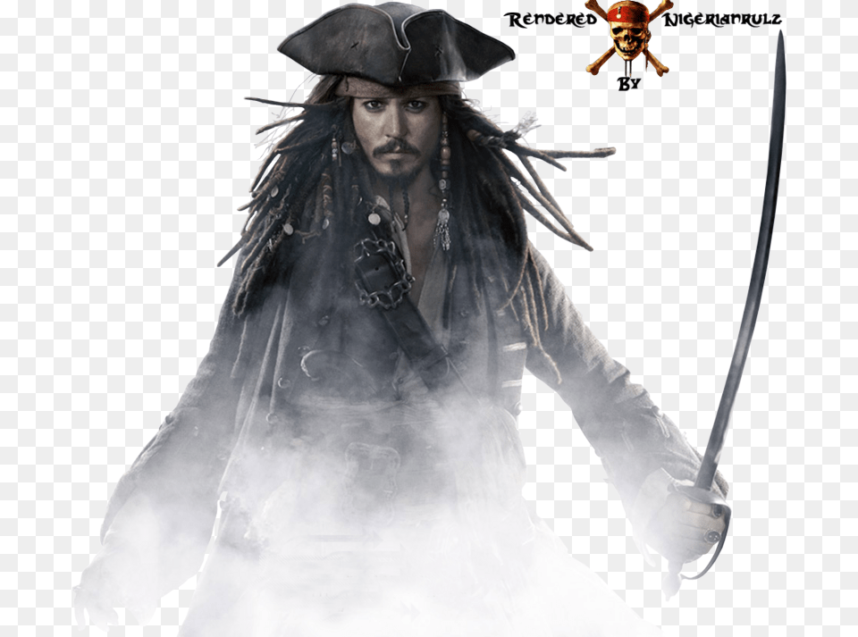 Jack Sparrow Render The Skull Jack Sparrow From Pirates Of The Caribbean Background, Adult, Pirate, Person, Man Png Image