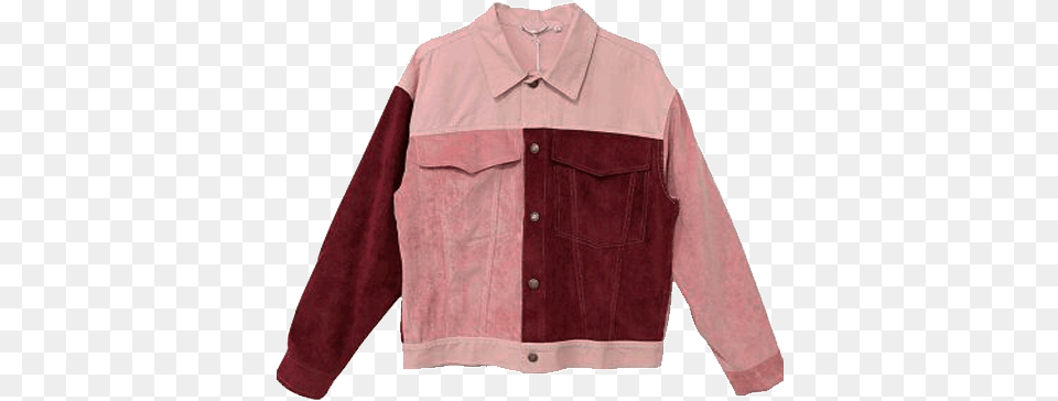 Jacket Pink Red Velvet Grunge Aesthetic Red And Pink Denim Jacket, Clothing, Coat, Long Sleeve, Shirt Png Image