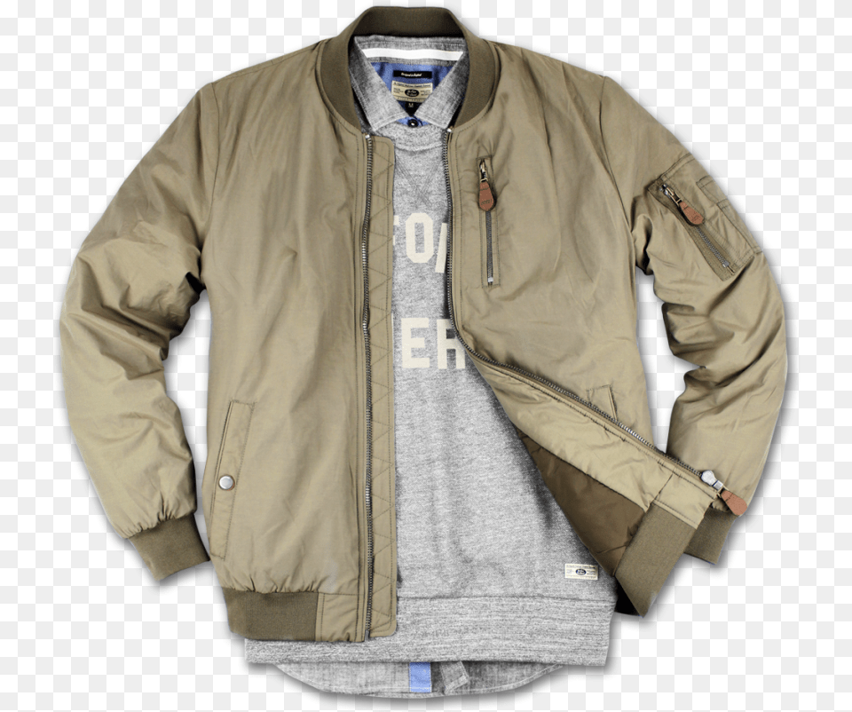 Jackets 0004 Bomber Khaki Styled Copy Zipper, Clothing, Coat, Jacket, Blazer Free Png
