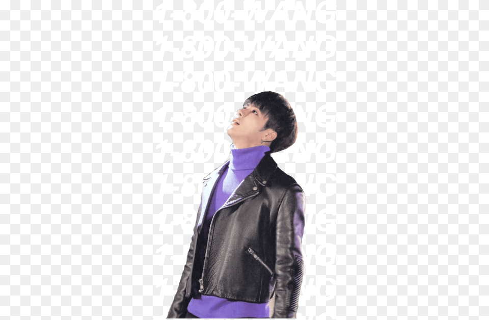 Jackson Wang Transparentlike Or Reblog If U Leather Jacket, Adult, Clothing, Coat, Male Png Image