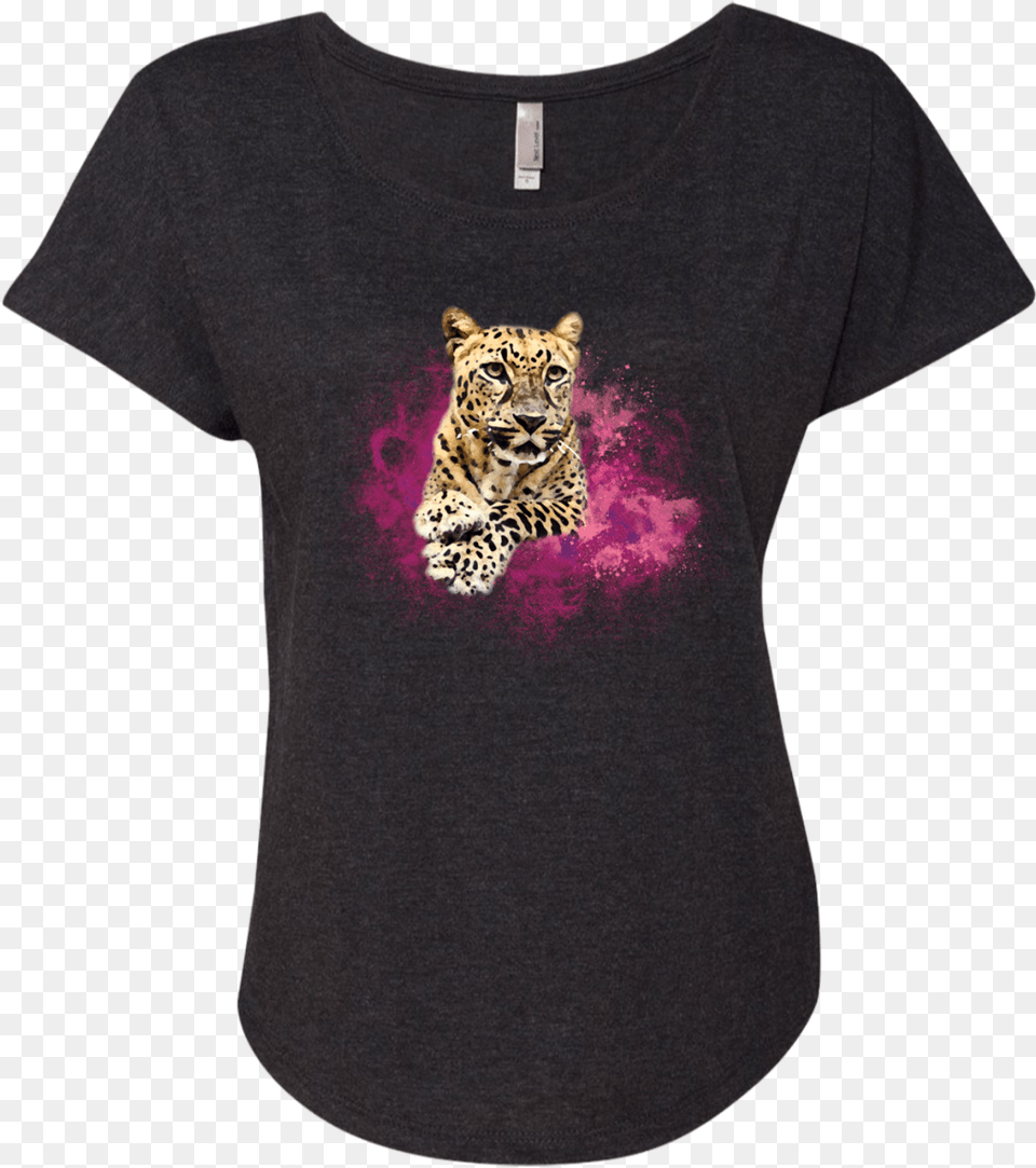 Jade Leopard Watercolor Pink Next Level Ladies Triblend Shirt And Tagline, Clothing, T-shirt, Animal, Cheetah Free Transparent Png