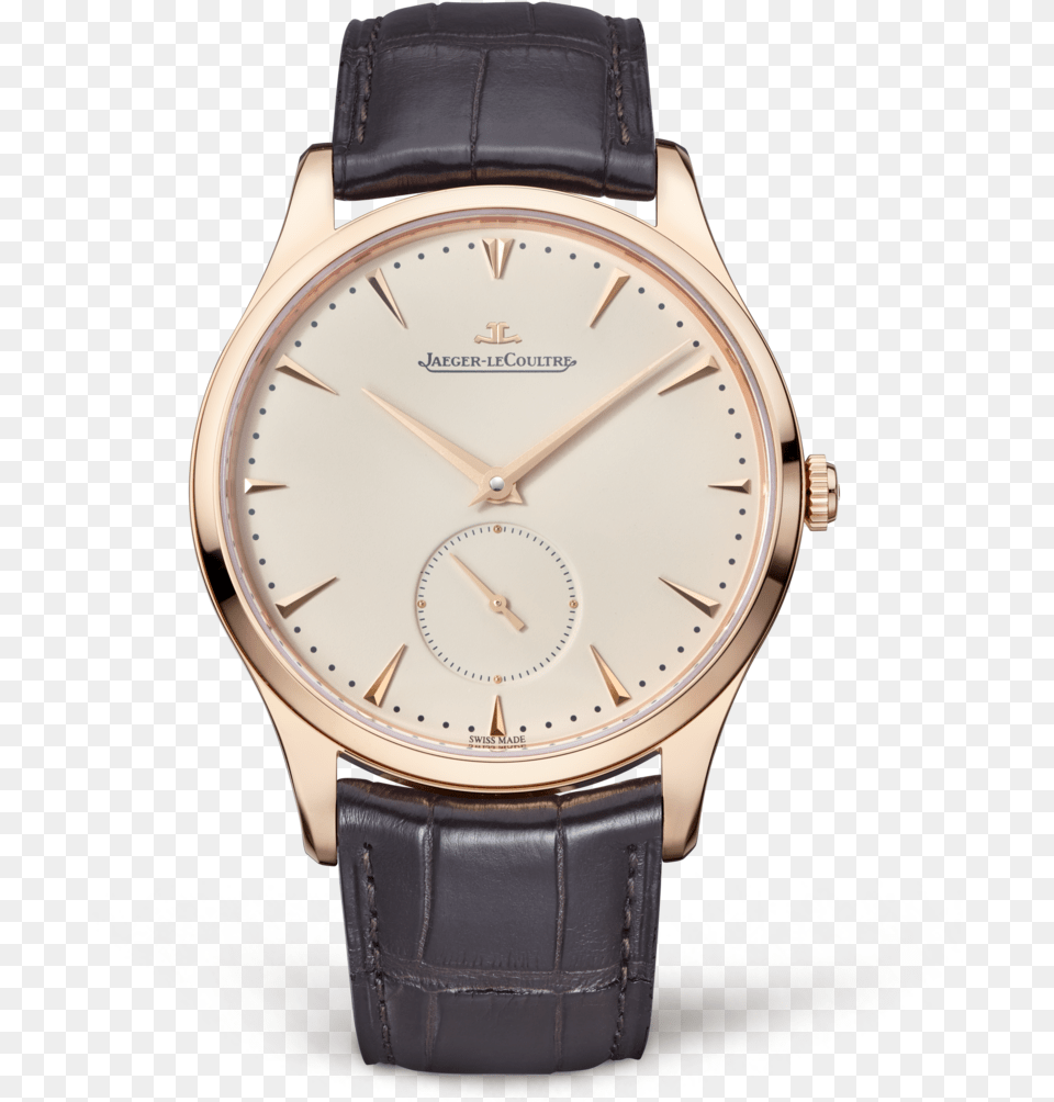Jaeger Lecoultremaster Grande Ultra Thin Small Second Gold Thin Watches For Men, Arm, Body Part, Person, Wristwatch Png Image