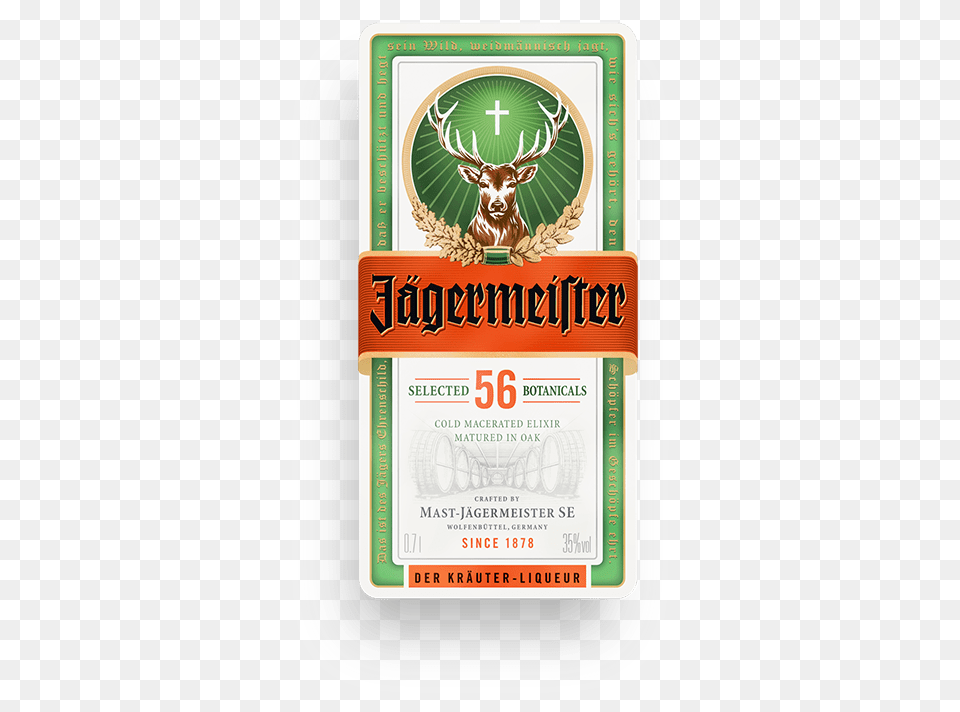 Jagermeister Label, Animal, Deer, Mammal, Wildlife Free Png