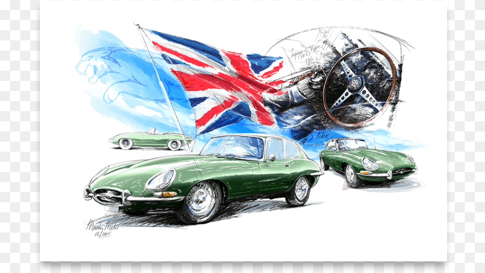 Jaguar E Type, Art, Car, Vehicle, Machine Png Image