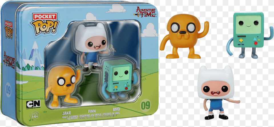 Jake Finn And Bmo Pocket Pop Vinyl 3 Pack Tin Figurine Pop Adventure Time, Toy, Face, Head, Person Free Png Download