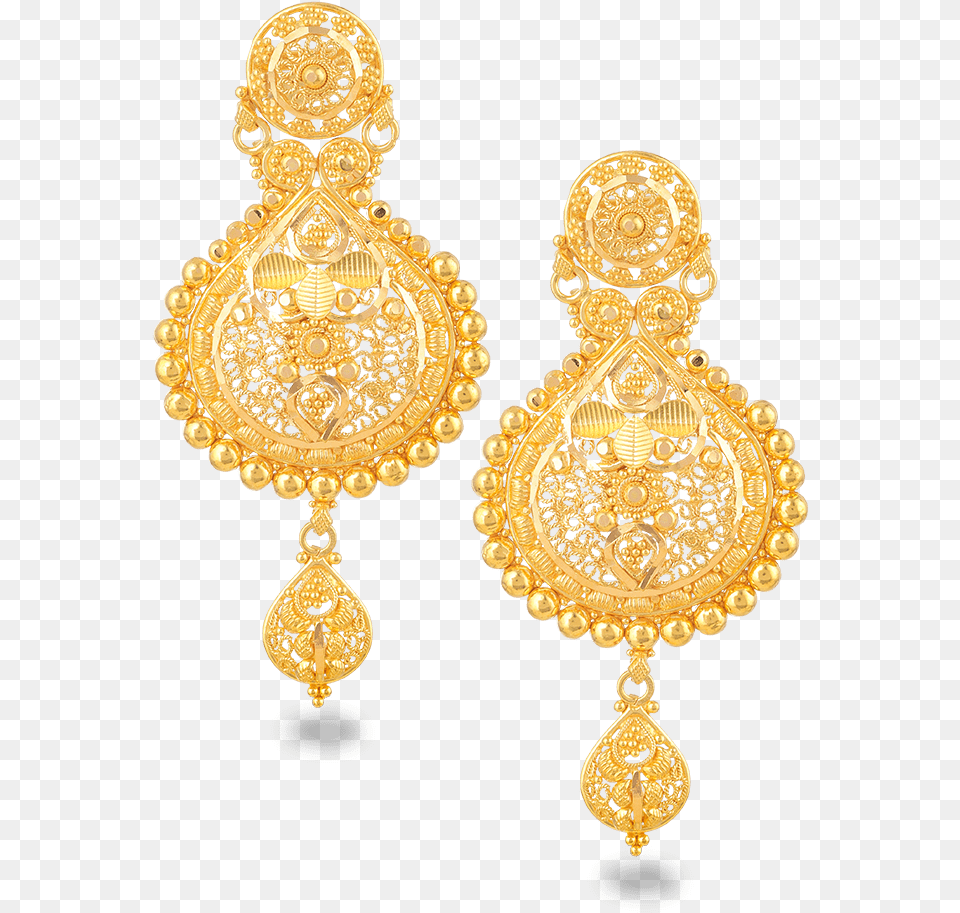 Jali 22ct Gold Filigree Earring Pc Chandra Latest Design Of Gold Earrings, Accessories, Jewelry Free Png Download