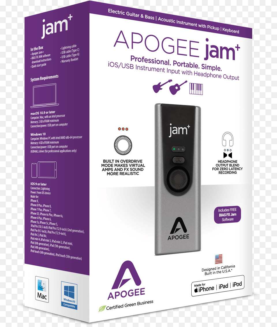 Jam Guitar Interface For Ipad U0026 Mac Apogee Electronics Apogee Mic Plus Box, Advertisement, Speaker Free Png Download