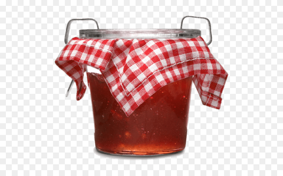 Jam Jar With Traditional Check Cover, Food Png Image