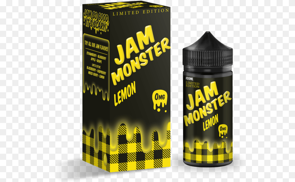Jam Monster Lemon E Blueberry Jam Toast Vape Juice, Bottle, Shaker Png