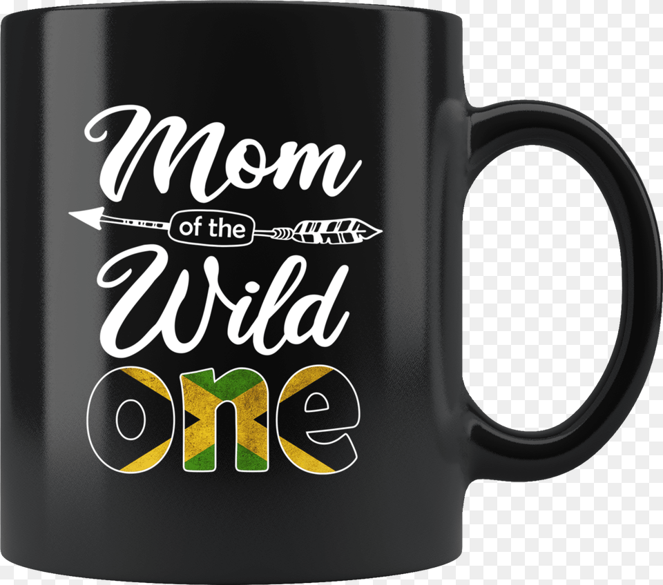 Jamaican Mom Of The Wild One Birthday Jamaica Flag Black Mug, Cup, Beverage, Coffee, Coffee Cup Png Image