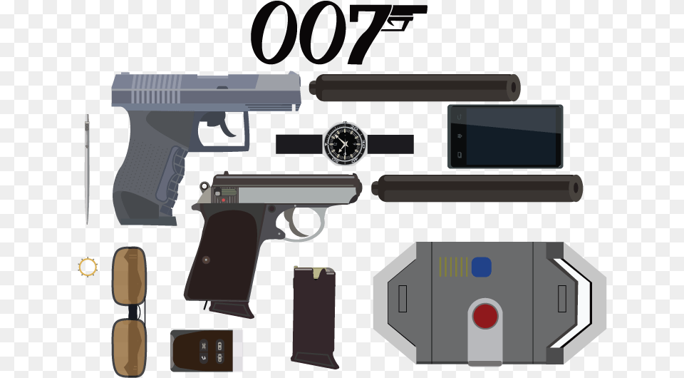 James Bond Icon Set By Student William Lovell Firearm, Gun, Handgun, Weapon Png