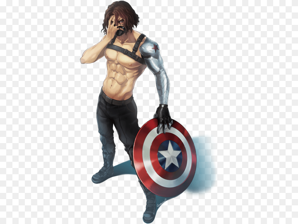 James Buchanan Barnes And Winter Soldier Drawn Captain America Fan Art, Adult, Armor, Male, Man Free Png