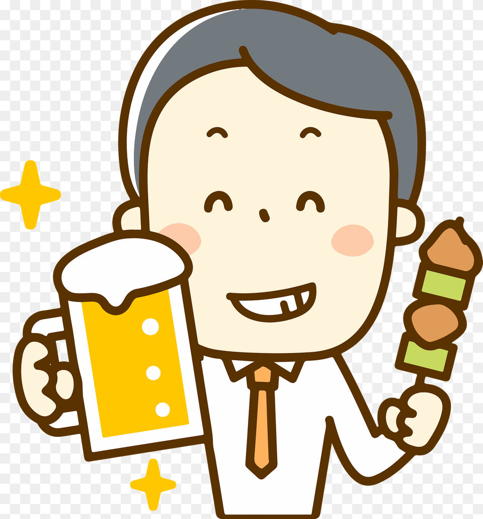 James Businessman Is Drinking Beer And Eating A Kebab Clipart, Cream, Dessert, Face, Food Png Image