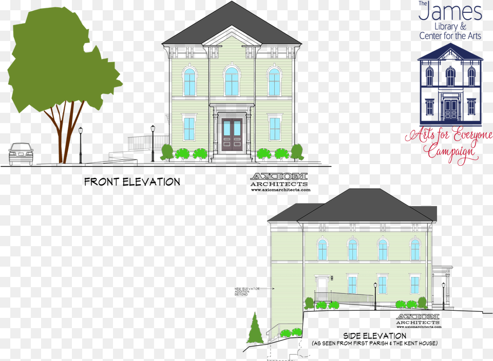 James Front And Side Elevation Tree, Architecture, Building, House, Housing Free Png