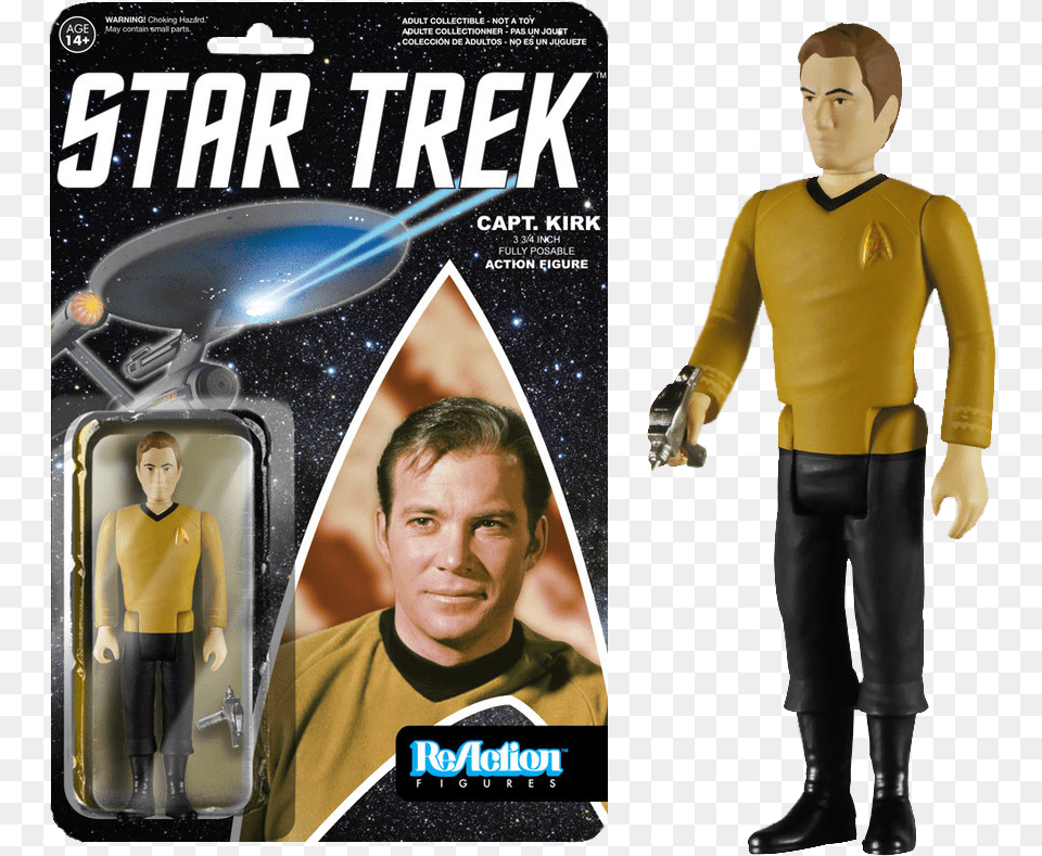 James T Kirk Reaction Figure Star Trek Action Figures 3 3, Adult, Person, Man, Male Free Png Download
