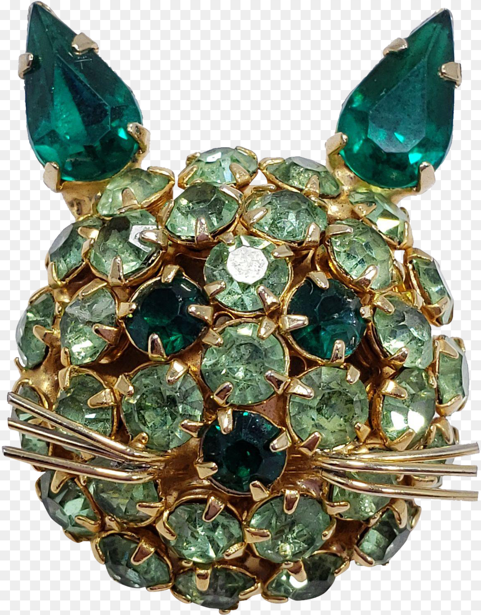 James Warner Green Rhinestone Cat Pin Brooch Crystal, Accessories, Gemstone, Jewelry, Necklace Png