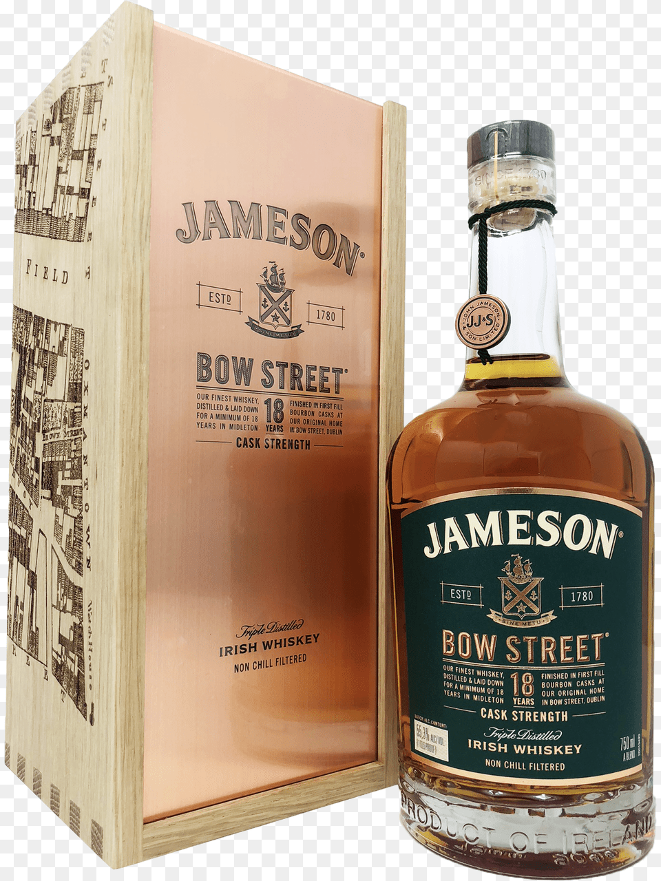 Jameson Bow Street 18 Years Irish Whiskey Jameson Irish Whiskey, Alcohol, Beverage, Liquor, Whisky Png