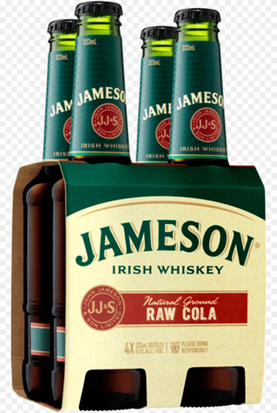Jameson Irish Whiskey Amp Raw Cola 333ml 4 Pack Jamieson And Raw Cola, Alcohol, Beer, Beer Bottle, Beverage Free Png