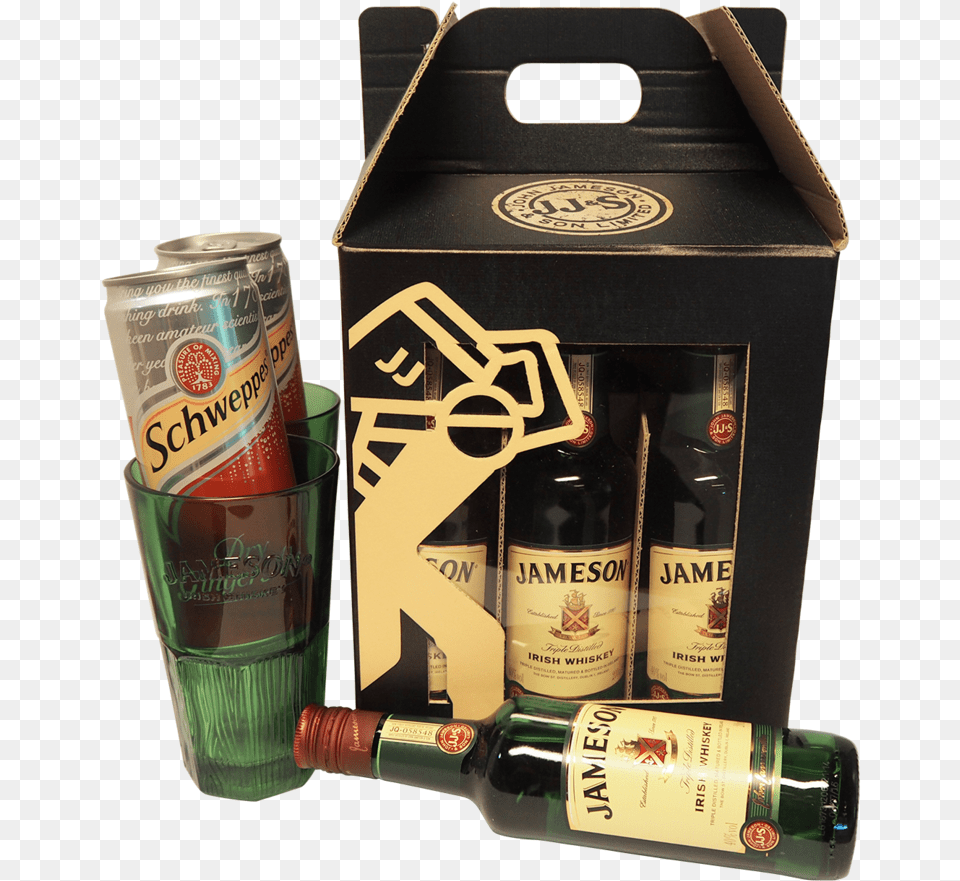 Jameson Party Pack 4 X 20cl Schweppes, Alcohol, Beer, Beverage, Bottle Png