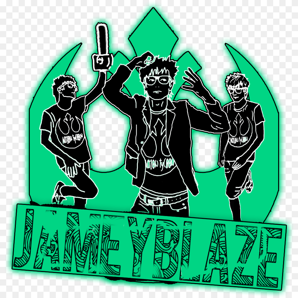 Jamey Blaze Teal Black Logo Emblem Symbol Rebel Alliance Illustration, Adult, Male, Man, Person Free Png Download