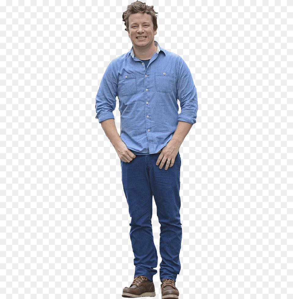 Jamie Oliver Standing Standing, Adult, Sleeve, Shirt, Person Free Transparent Png