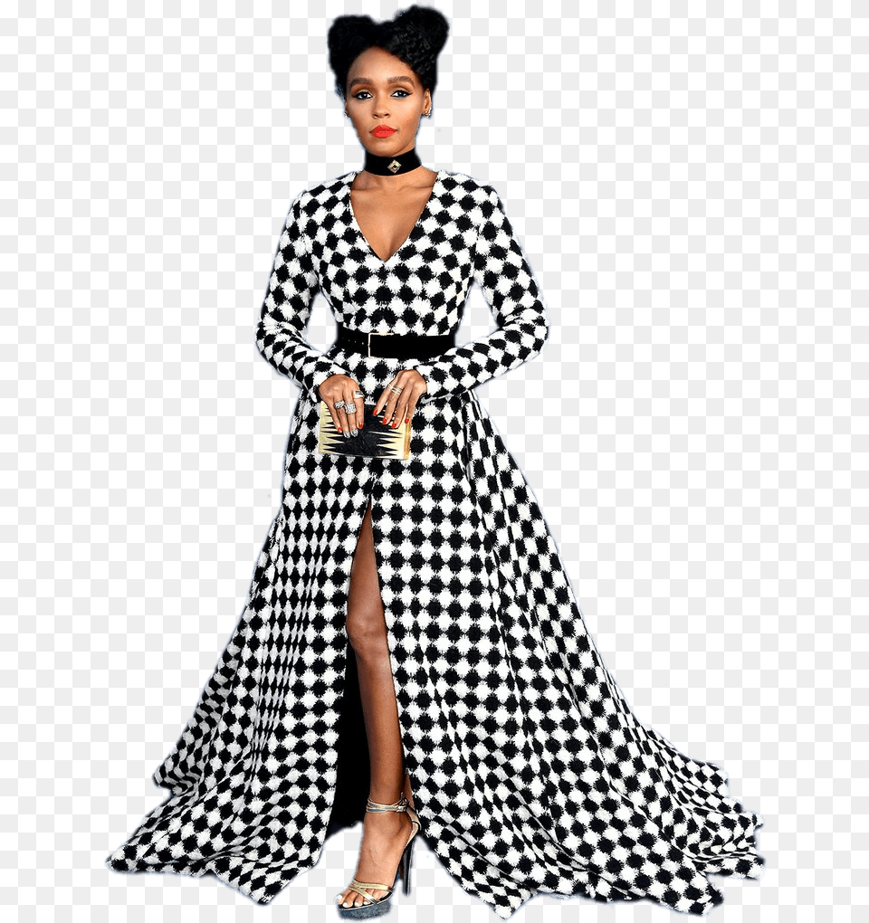 Janelle Monae Black And White Dress Blush Peep Toe Booties, Adult, Sleeve, Person, Long Sleeve Free Png Download