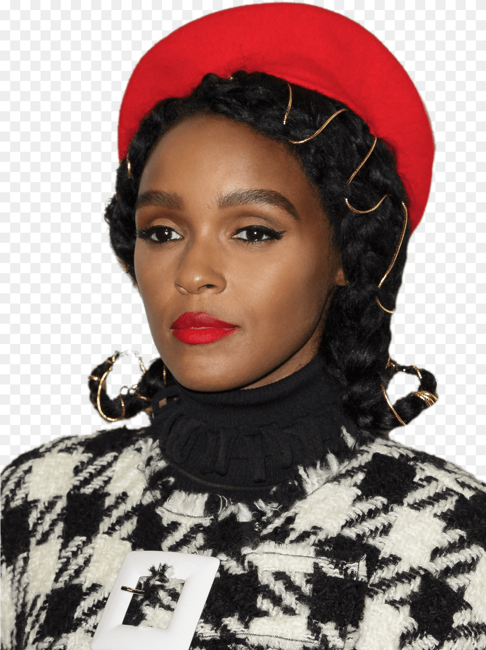 Janelle Monae Wearing Red Beret Janelle Monae Rock And Roll Hall Of Fame, Adult, Person, Hat, Female Png Image