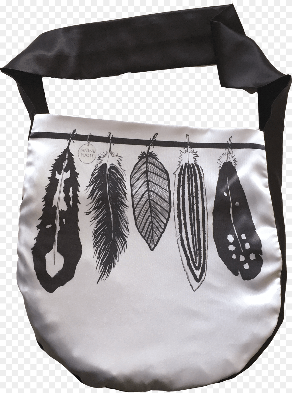 Janine Poole Designs White Feathers On Satin Bag, Accessories, Handbag, Purse Free Png Download