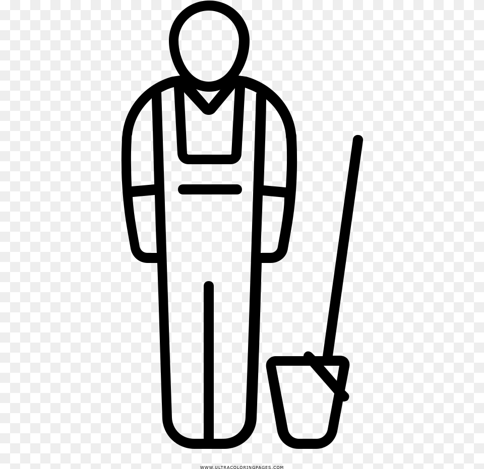 Janitor Coloring, Gray Png Image