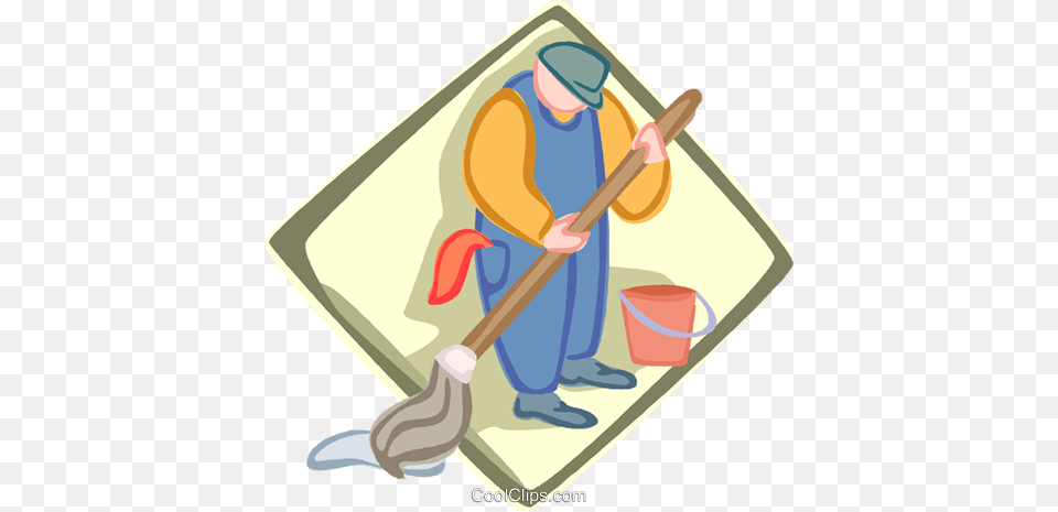 Janitor Custodian Royalty Vector Clip Art Illustration, Cleaning, Person, Bow, Weapon Free Png Download