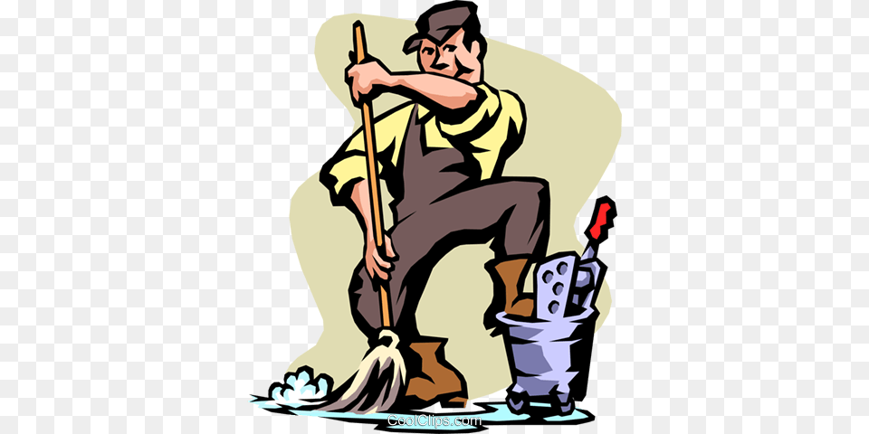 Janitor Royalty Vector Clip Art Illustration, Cleaning, Person, Adult, Male Png