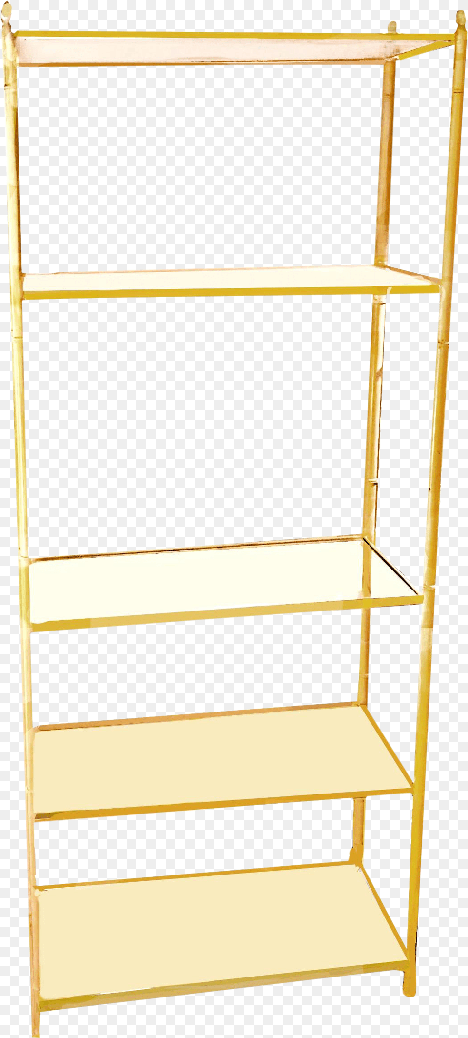 Jansen Style Yellow Painted Metal Framed 5 Tier Etagere Shelf, Furniture, Crib, Infant Bed Png